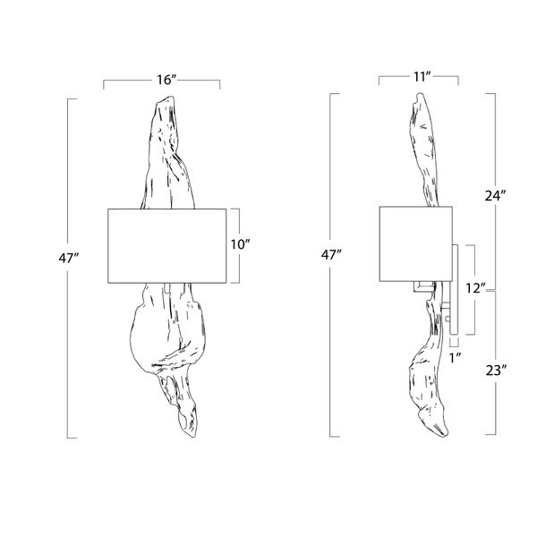 Driftwood Sconce (Antique Gold Leaf) Line Drawing
